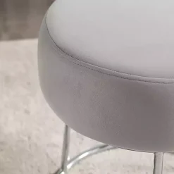 Kirklands Home Benches & Ottomans|Smokey Velvet Vanity Stool Gray