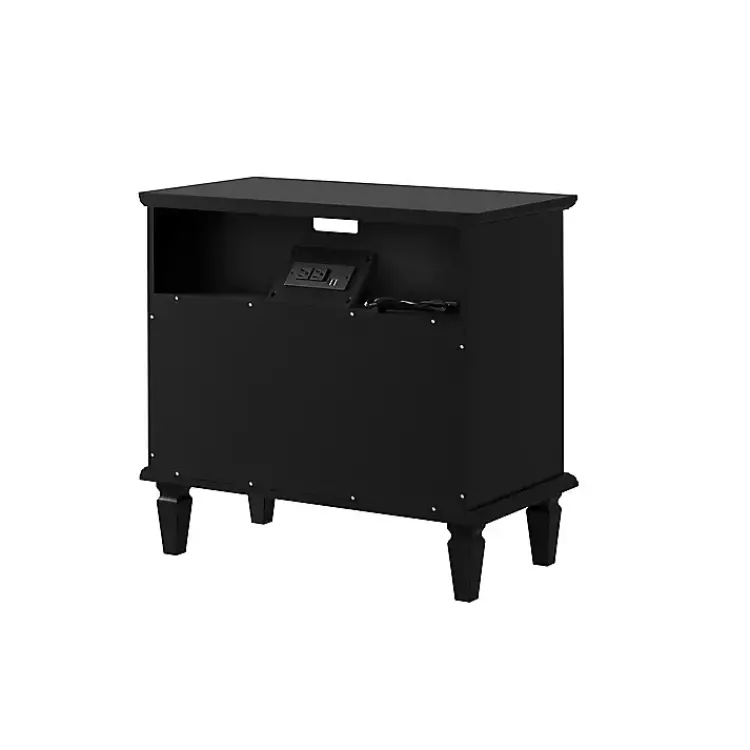 Kirklands Home Nightstands|Smooth 2-Drawer Wood Nightstand Black