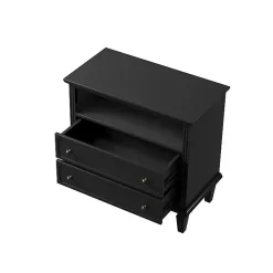 Kirklands Home Nightstands|Smooth 2-Drawer Wood Nightstand Black