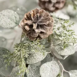 Hot Snow Dusted Eucalyptus and Pinecone Garland Christmas Arrangements & Garland