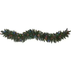 Hot Snow Dusted Pine Cone and Berries LED Garland Christmas Arrangements & Garland