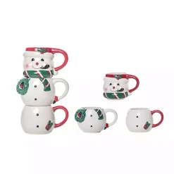 Sale Snowman Ceramic Stacking Mugs, Set of 3 Christmas Dining & Entertaining