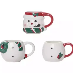 Sale Snowman Ceramic Stacking Mugs, Set of 3 Christmas Dining & Entertaining
