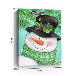 Sale Snowman Holly with Bird Canvas Christmas Art Print Christmas Art & Wall Decor