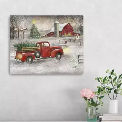 Sale Snowy Barn and Truck Canvas Art Print Christmas Art & Wall Decor