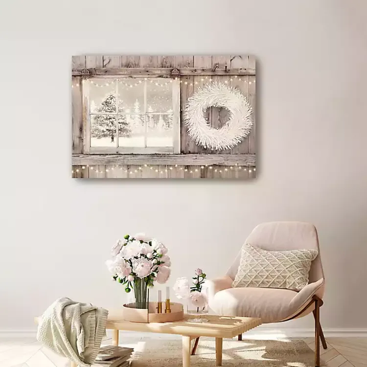 Outlet Snowy Barn View Canvas Art Print, 24x36 Christmas Art & Wall Decor