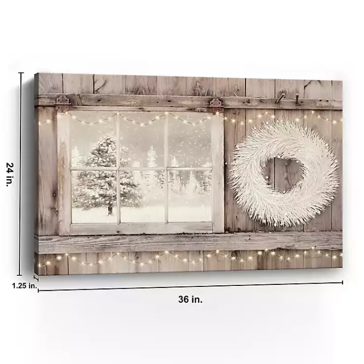 Outlet Snowy Barn View Canvas Art Print, 24x36 Christmas Art & Wall Decor
