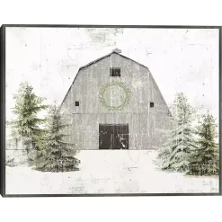 Snowy Barn Christmas Canvas Art Print Christmas Art & Wall Decor