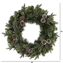 Snowy Pine Cone Clear LED Wreath Christmas Wreaths