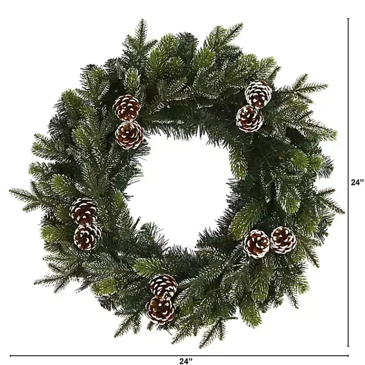 Snowy Pine Cone Clear LED Wreath Christmas Wreaths