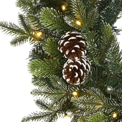Snowy Pine Cone Clear LED Wreath Christmas Wreaths