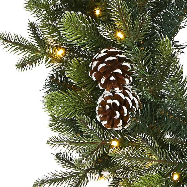 Snowy Pine Cone Clear LED Wreath Christmas Wreaths