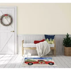 Hot Snowy Red Truck Doormat, 24x36 Outdoor Christmas Decorations