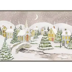 Sale Snowy Tree Scene Christmas Canvas Wall Plaque Christmas Art & Wall Decor