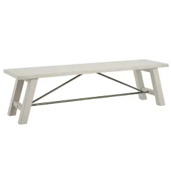 Kirklands Home Dining Chairs|Sofia Wooden Dining Bench with Metal Bars White