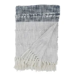 Hot Soft Blue Textured Striped Tassel Throw Blankets & Throws