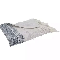 Hot Soft Blue Textured Striped Tassel Throw Blankets & Throws