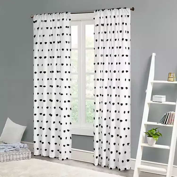 Kirklands Home Curtains & Drapes|Sophie Black Pom Pom Curtain Panel, 84 in.