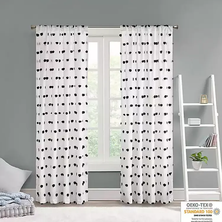 Kirklands Home Curtains & Drapes|Sophie Black Pom Pom Curtain Panel, 84 in.