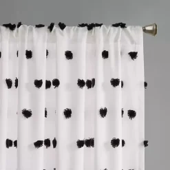 Kirklands Home Curtains & Drapes|Sophie Black Pom Pom Curtain Panel, 84 in.