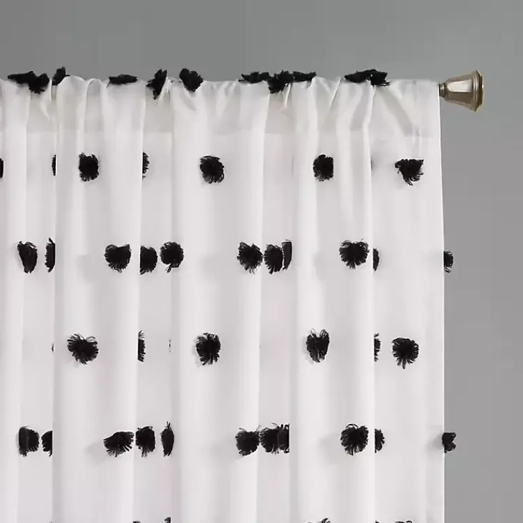 Kirklands Home Curtains & Drapes|Sophie Black Pom Pom Curtain Panel, 84 in.