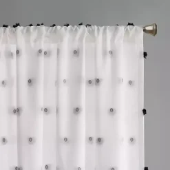 Kirklands Home Curtains & Drapes|Sophie Black Pom Pom Curtain Panel, 84 in.