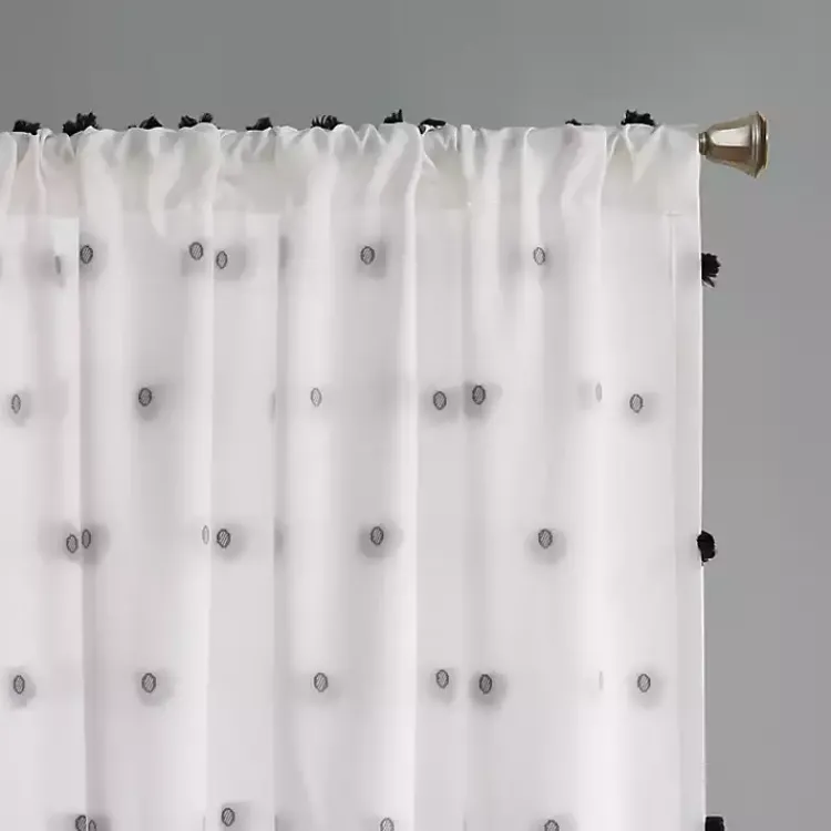 Kirklands Home Curtains & Drapes|Sophie Black Pom Pom Curtain Panel, 84 in.