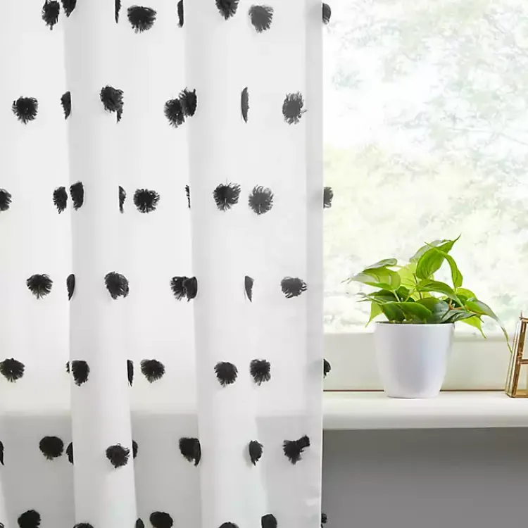 Kirklands Home Curtains & Drapes|Sophie Black Pom Pom Curtain Panel, 84 in.