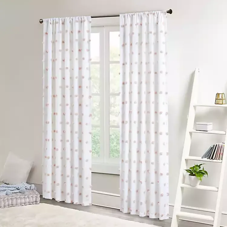 Kirklands Home Curtains & Drapes|Sophie Blush Pom Pom Curtain Panel, 84 in.