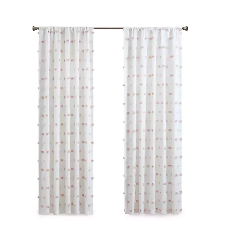 Kirklands Home Curtains & Drapes|Sophie Blush Pom Pom Curtain Panel, 84 in.