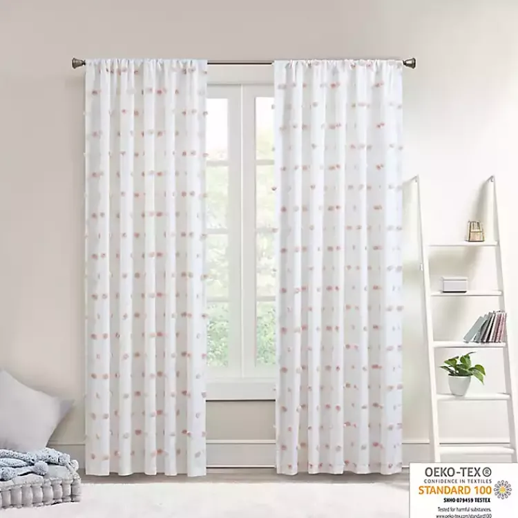 Kirklands Home Curtains & Drapes|Sophie Blush Pom Pom Curtain Panel, 84 in.