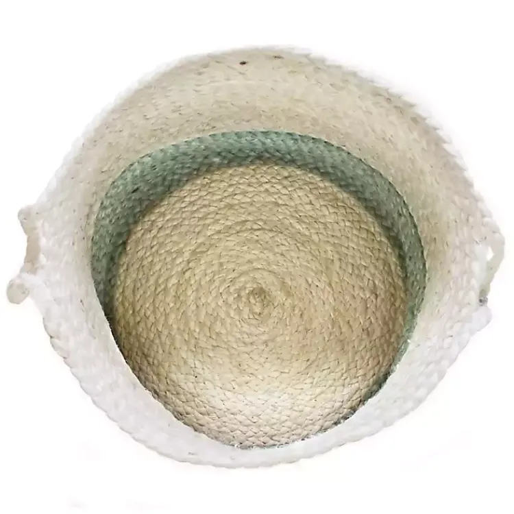 Spa Blue and White Jute Basket with Tassel, 17 in. Baskets & Boxes