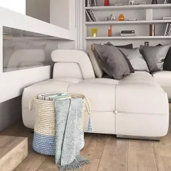 Spa Blue and White Jute Basket with Tassel, 17 in. Baskets & Boxes