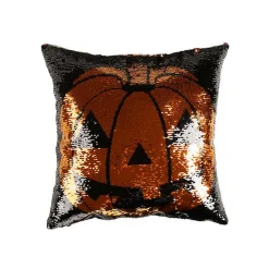 Sparkle Sequin Jack O Lantern Pillow Halloween