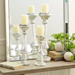 Sale Speckled Mercury Glass Pillar Holders, Set of 3 Candle Holders