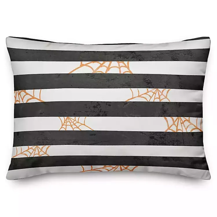 Spiderwebs and Stripes Pattern Throw Pillow Halloween