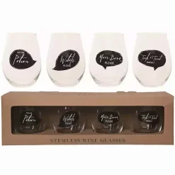 Spooky Sentiment Stemless Wine Glasses, Set of 4 Halloween