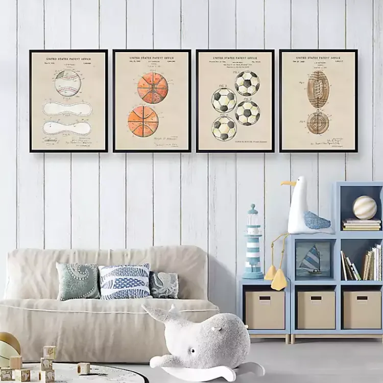 Kirklands Home Framed Art|Sports Ball Patents Framed Art Prints Multi