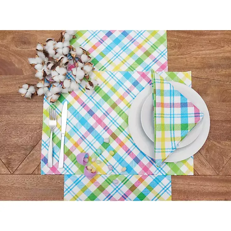 Outlet Spring Blossom Plaid Napkins, Set of 6 Easter Decorations