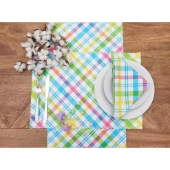 Online Spring Blossom Plaid Table Runner Easter Decorations