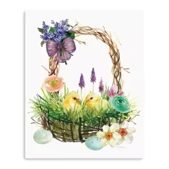 Spring Chicks in a Basket Canvas Art Print Easter Decorations