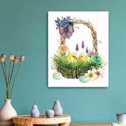 Spring Chicks in a Basket Canvas Art Print Easter Decorations