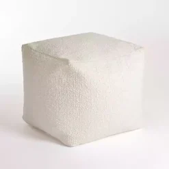 Clearance Square Boucle Pouf Poufs & Floor Cushions