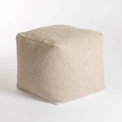 Best Square Sand Boucle Pouf Poufs & Floor Cushions