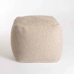 Best Square Sand Boucle Pouf Poufs & Floor Cushions