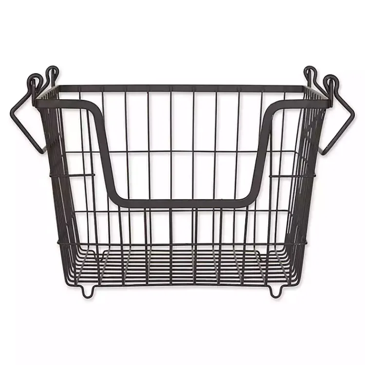 Kirklands Home Kitchen Storage|Stackable Wire Kitchen Basket, 8 in. Black