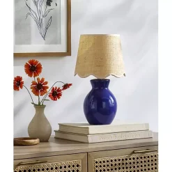 Kirklands Home Table Lamps|Stella Mini Table Lamp with Woven Shade Blue