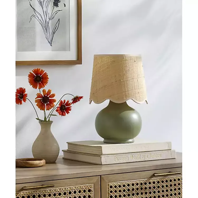 Kirklands Home Table Lamps|Stella Diminuta Table Lamp with Woven Shade Green