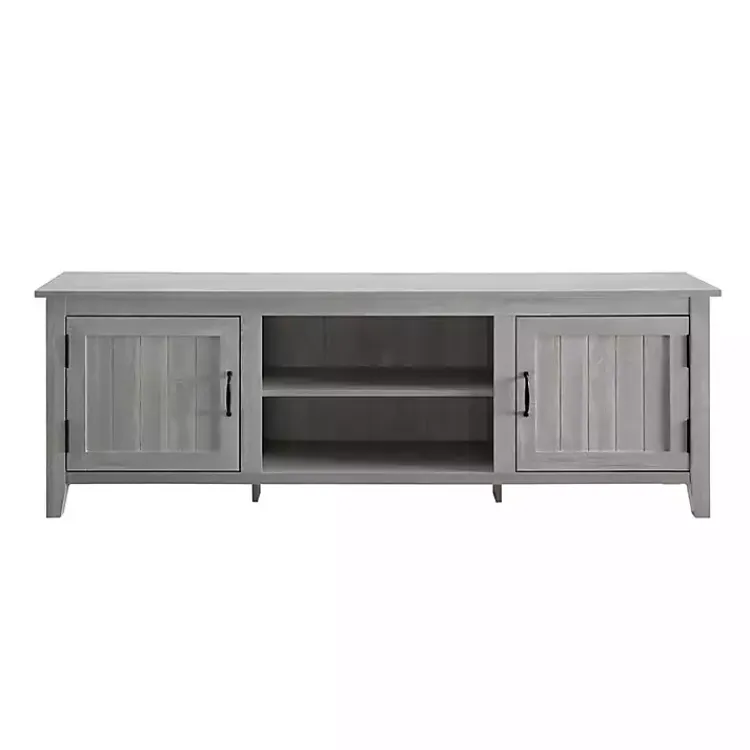 Kirklands Home Tv Stands & Media Consoles|Stone Grooved Door Modern Farmhouse TV Stand Gray