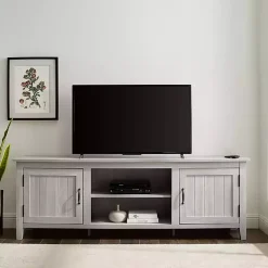 Kirklands Home Tv Stands & Media Consoles|Stone Grooved Door Modern Farmhouse TV Stand Gray